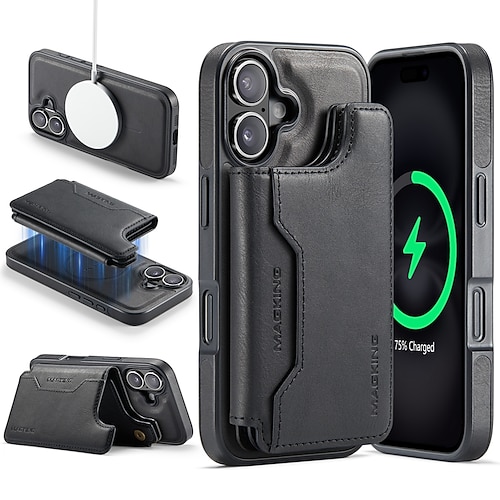 Handy Hülle Handyhüllen Für iPhone 17 16 15 14 Pro Max Plus 13 Pro Max Rückseite Stoßfest Retro TPU PC PU-Leder Image