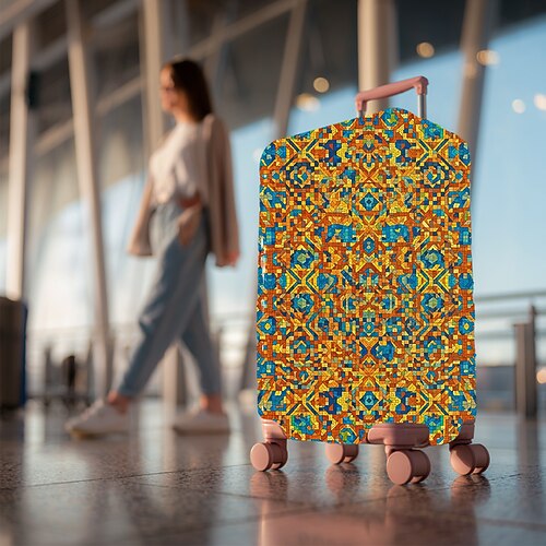 Bedruckte Gepäckhülle im Kunststil, dehnbarer Kofferschutz, elastische Reisegepäckhülle Image