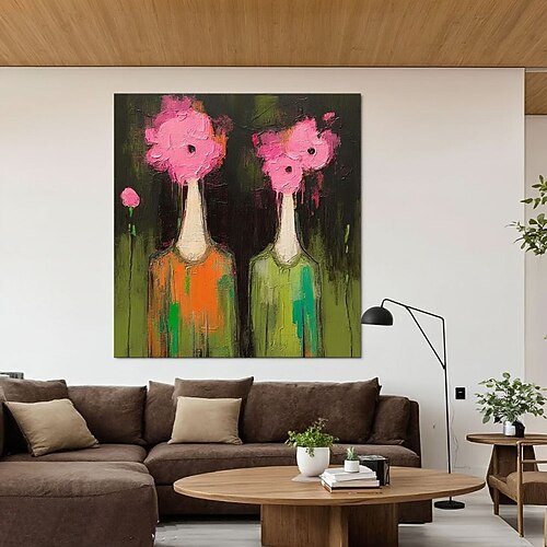 Handgemaltes abstraktes Gemälde einer Frauenfigur, groß, braun Grüne, strukturierte Wandkunst, Vintage-Figurative Leinwandkunst, abstrakte Menschenkunst, Wabi-Sabi-Wandkunst, Figurenbilder Image