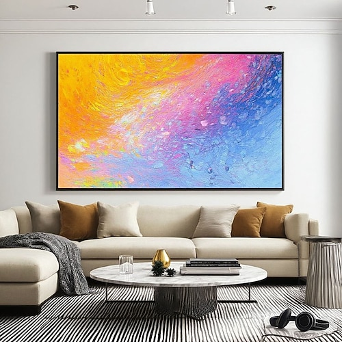 Ölgemälde, handgemalt, herrlicher Sonnenaufgang, Wandbild für Wohnzimmerdekoration, Landschaftsmalerei, abstrakte Wandkunst, Seestück, Meereswandbild, Heimdekoration, Wandkunst Image