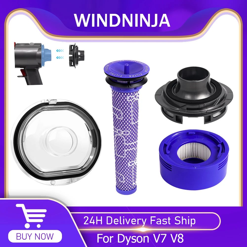 Ersatzteile für Dyson V7 V8 Staubsauger, Vorfilter und Nachfilter, unterer Deckel, fester Dichtungsring des Staubzubehörs Image