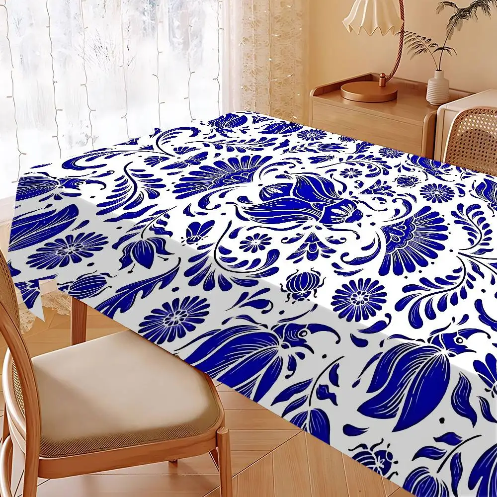 MexicanFloral Birds Tischdecke, wasserdicht, ölbeständig, schmutzabweisend, abwischbar, rechteckiger Tisch Image