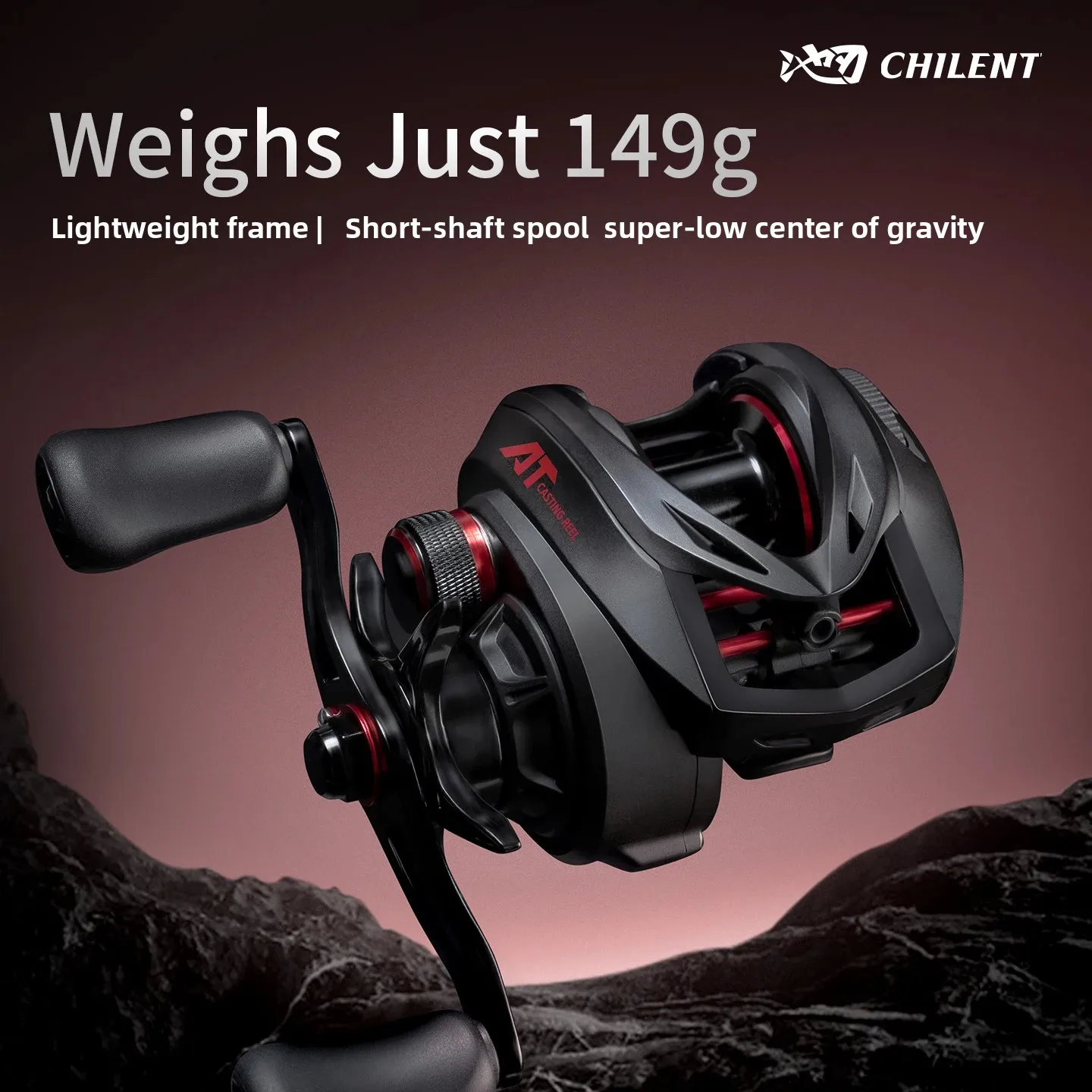 CHILENT AT2000 Ultraleichte 149g Baitcast Angelrolle 4+1BB 7,1:1 GR 6kg Max Drag Double Swing Arm für Süßwasser Salzwasser Image