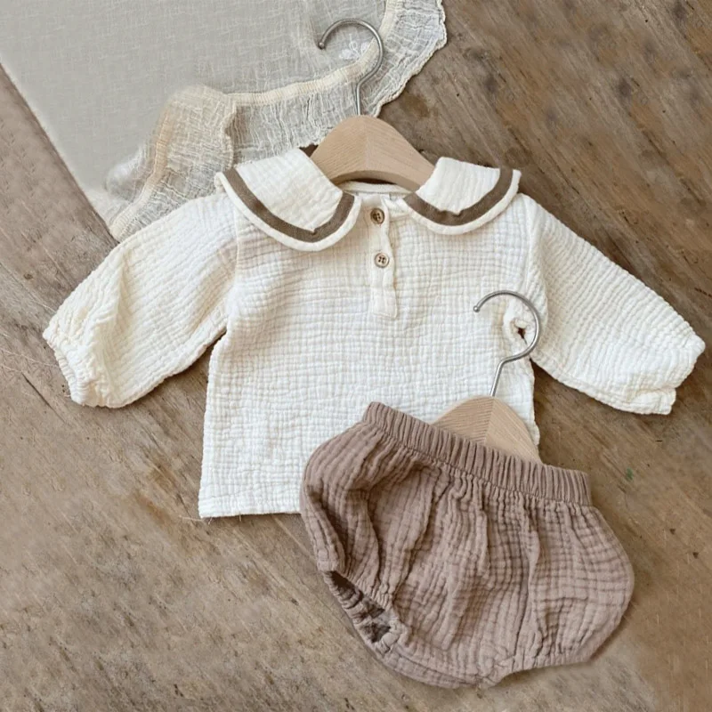 Baby-Kleidungssets für 0–3 Jahre, Bio-Baumwolle, marineblaues Design, Baby-Jungen-Kleidung, Hemden + Bloomerst, 2-teiliges Kinder-Outfit, Baby-Kostüm Image