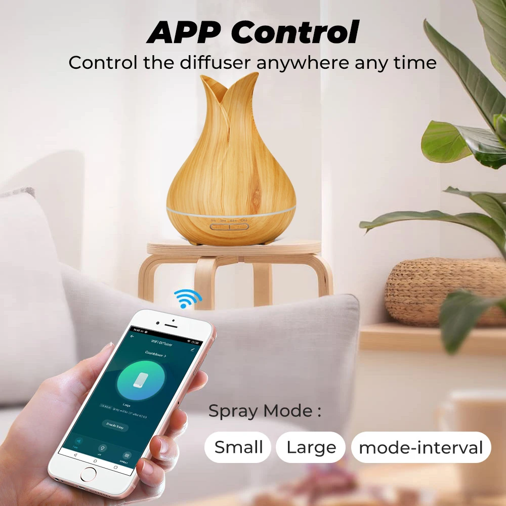 Tuya Smart 400ML Wifi Luftbefeuchter Drahtlose Öl Diffusor App Control Nebel Maker mit Alexa Google Home Duft Diffusor parfüm Image