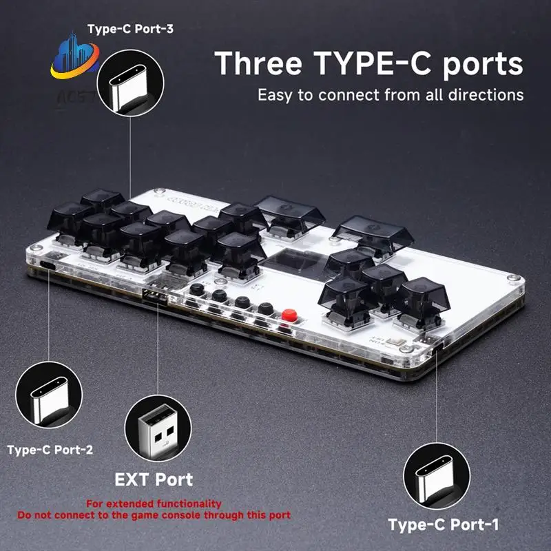 AC57-Mustfun Hitbox Controller Mini Hebelloser Arcade Stick Controller für PC/PS3/PS4/Switch und Fightstick Arcade-Spiele