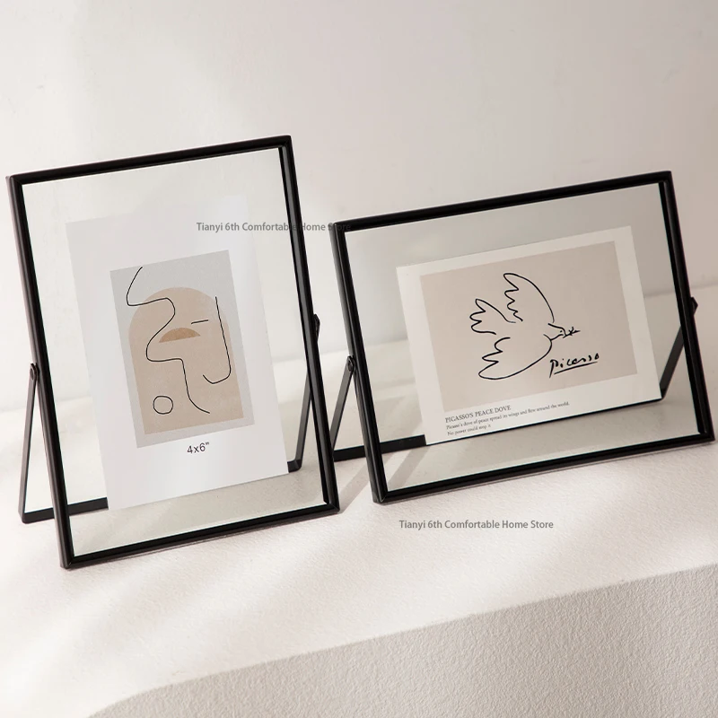Nordic Kreative Foto Rahmen Moderne Glas Transparent Metall Bilderrahmen Einfache Dekoration Kadro Dekoration Murale FYPF Image