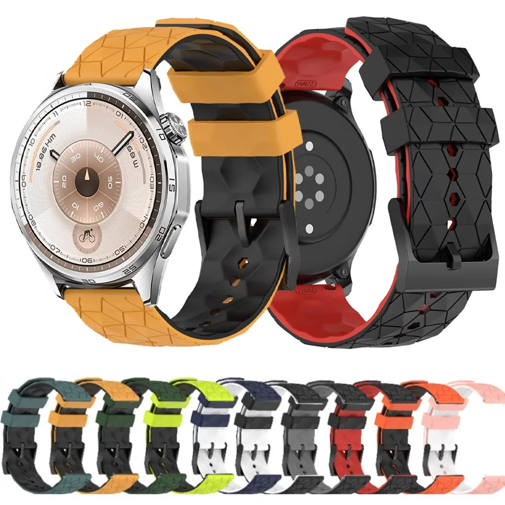 22/20 mm Silikonarmband für Amazfit GTR/GTS Samsung Watch 7, 6, 5, 4, Fußballmuster, atmungsaktiv, für Huawei Watch 5 GT6-5-4 Pro 46 mm Image