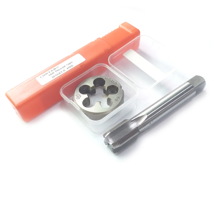 Maschinen gewinde bohrer und Matrizen sätze mit feinem Schrauben gewinde m16 m16x1, 5 m16x1, 5 m16x1, 5 m16x1, 5 m16x1, 5 Hand gewinde bohrer und Matrize Image