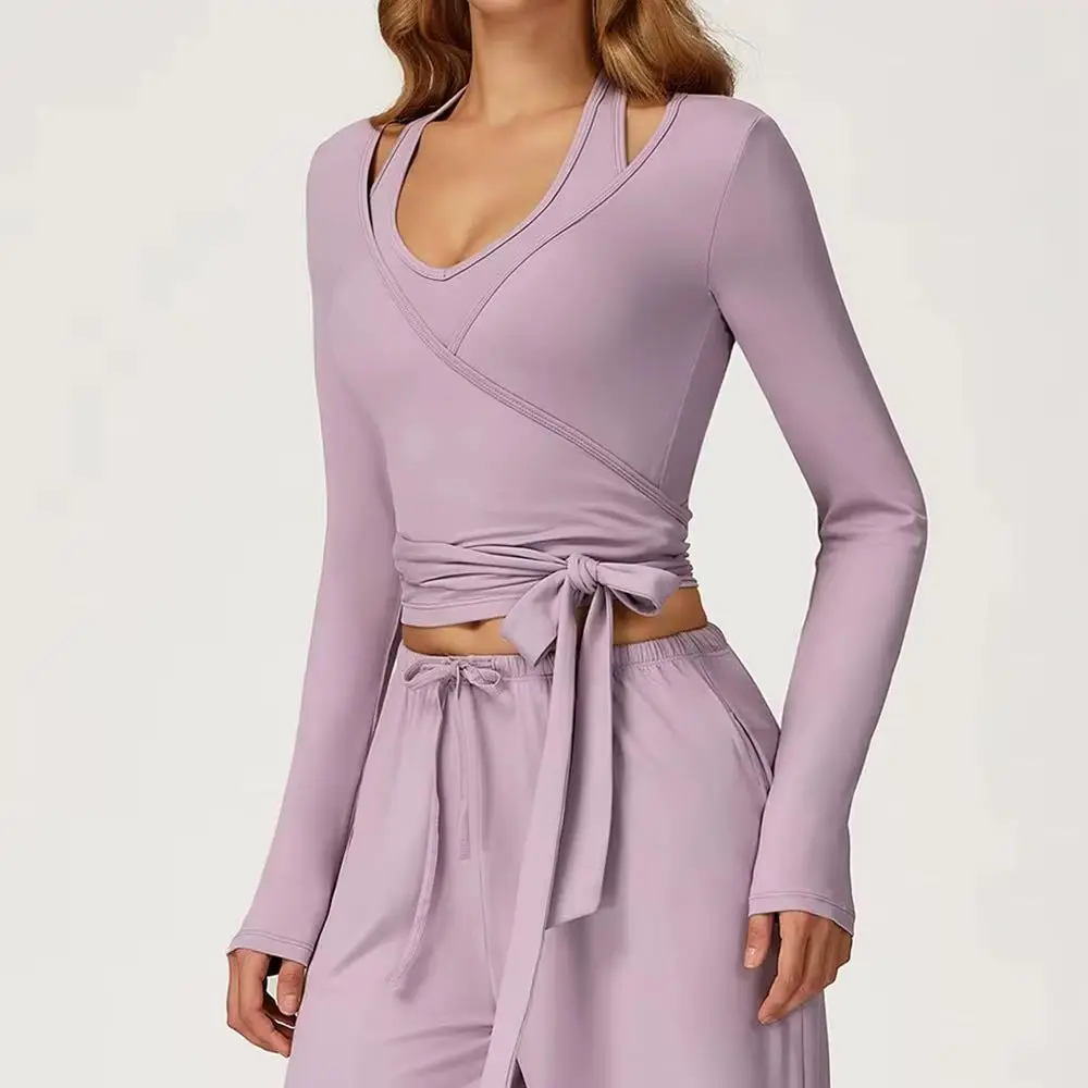 Yoga T-shirts Solid Sports Top Women Long Sleeve Gym Workout Running Shirts Sexy Exposed Navel Quick Dry Fitness Gym Sport Wear