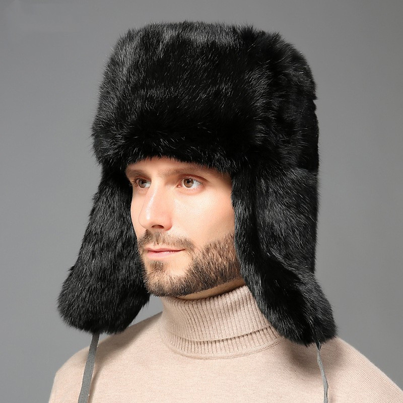 Men's Trapper Hat Ushanka Hat Aviator Hat Ear Flap Hat Winter Hats Black Brown Polyester Fleece Vintage Style Cozy Daily Wear Going out Solid / Plain Color Warm