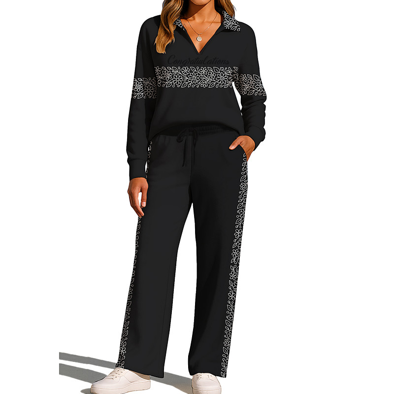 Women's Sweatshirt Tracksuit Sweatpants Drawstring Pocket Color Block Jacket and Sweatpants Athletic Clothing Set Loungewear Summer Spring Fall Winter Black with White Pink Gym Workout Casual Workout