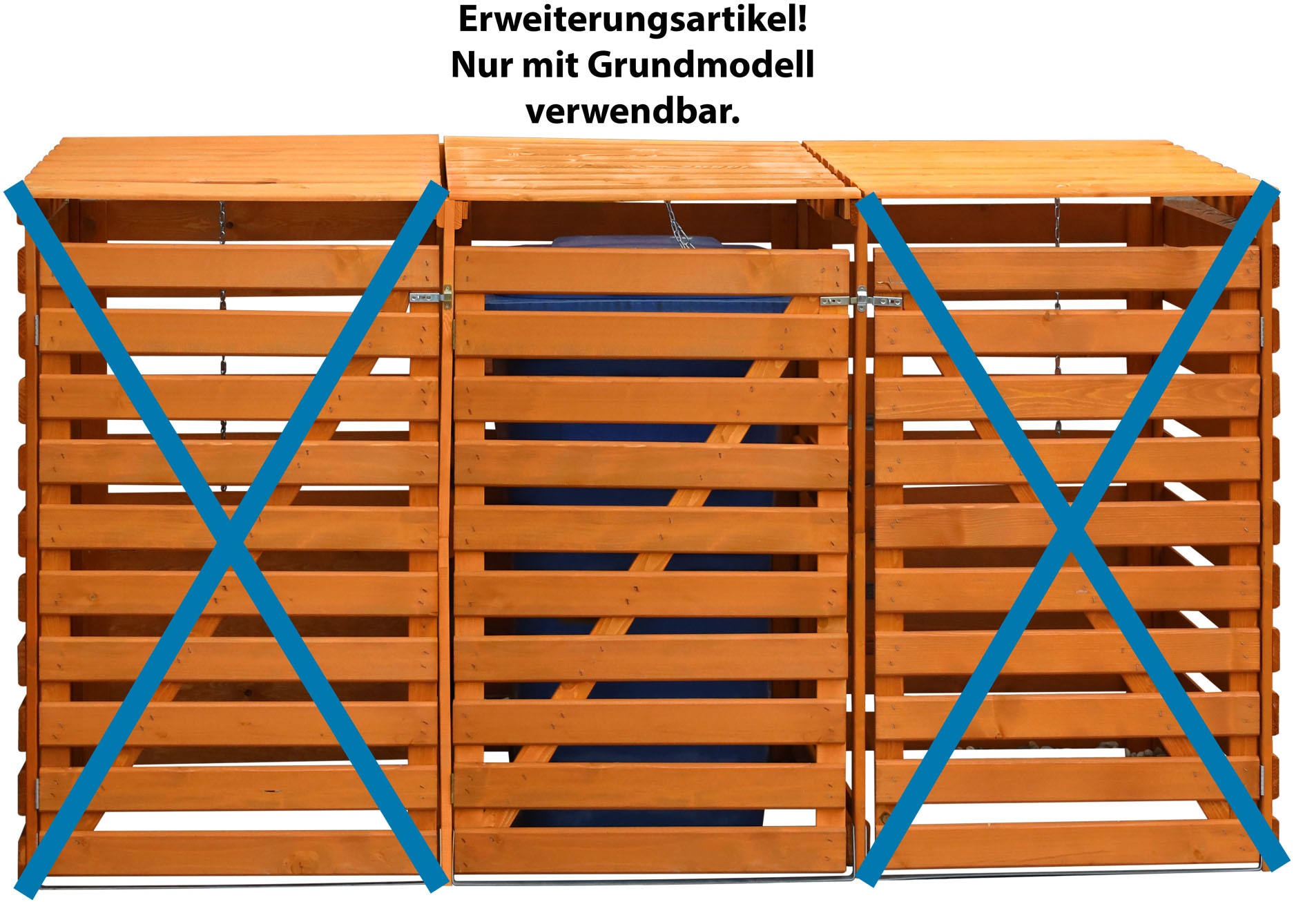 Mülltonnenbox PROMADINO "Vario V Erweiterung", braun (honigbraun), B:92cm H:122cm T:70cm, Massivholz, Metall, Aufbewahrungsboxen, besonders robust aus zertifiziertem Kiefernholz gefertigt