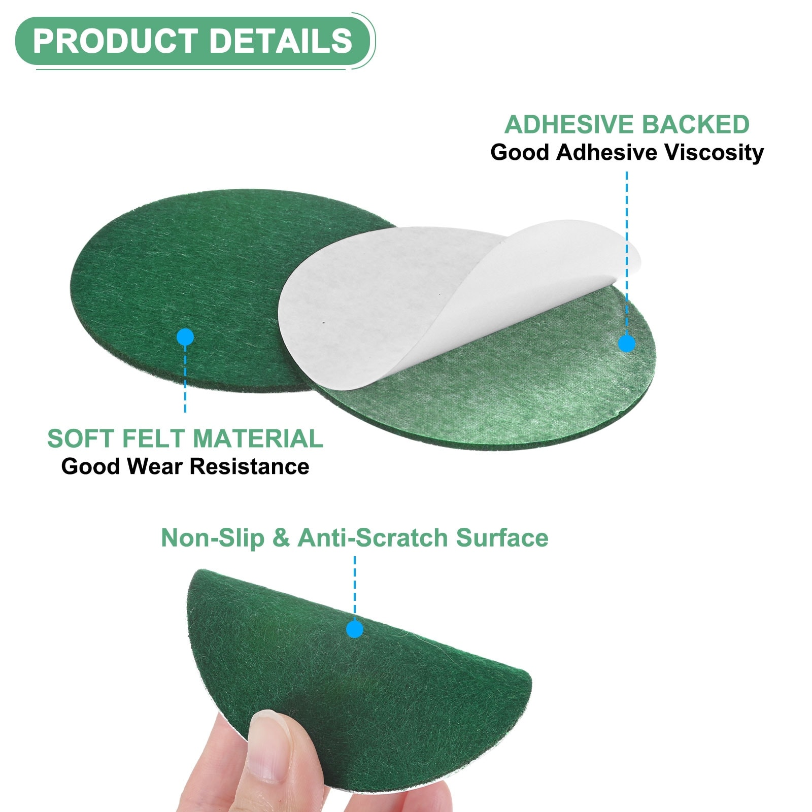 20-Pack Lamp Base Felt Sheet Self Adhesive 4 Inch Round 2mm Thick [Green]
