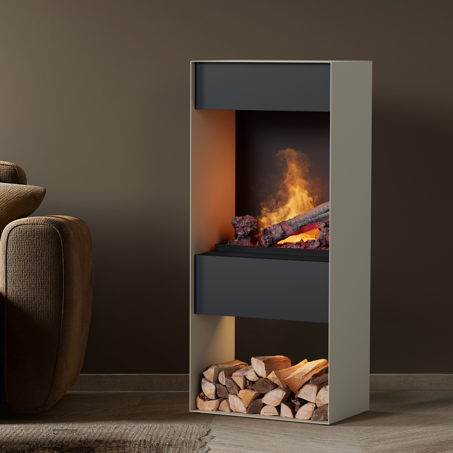 Noble Flame CORE [Elektrokamin Opti-myst]: Seidengrau