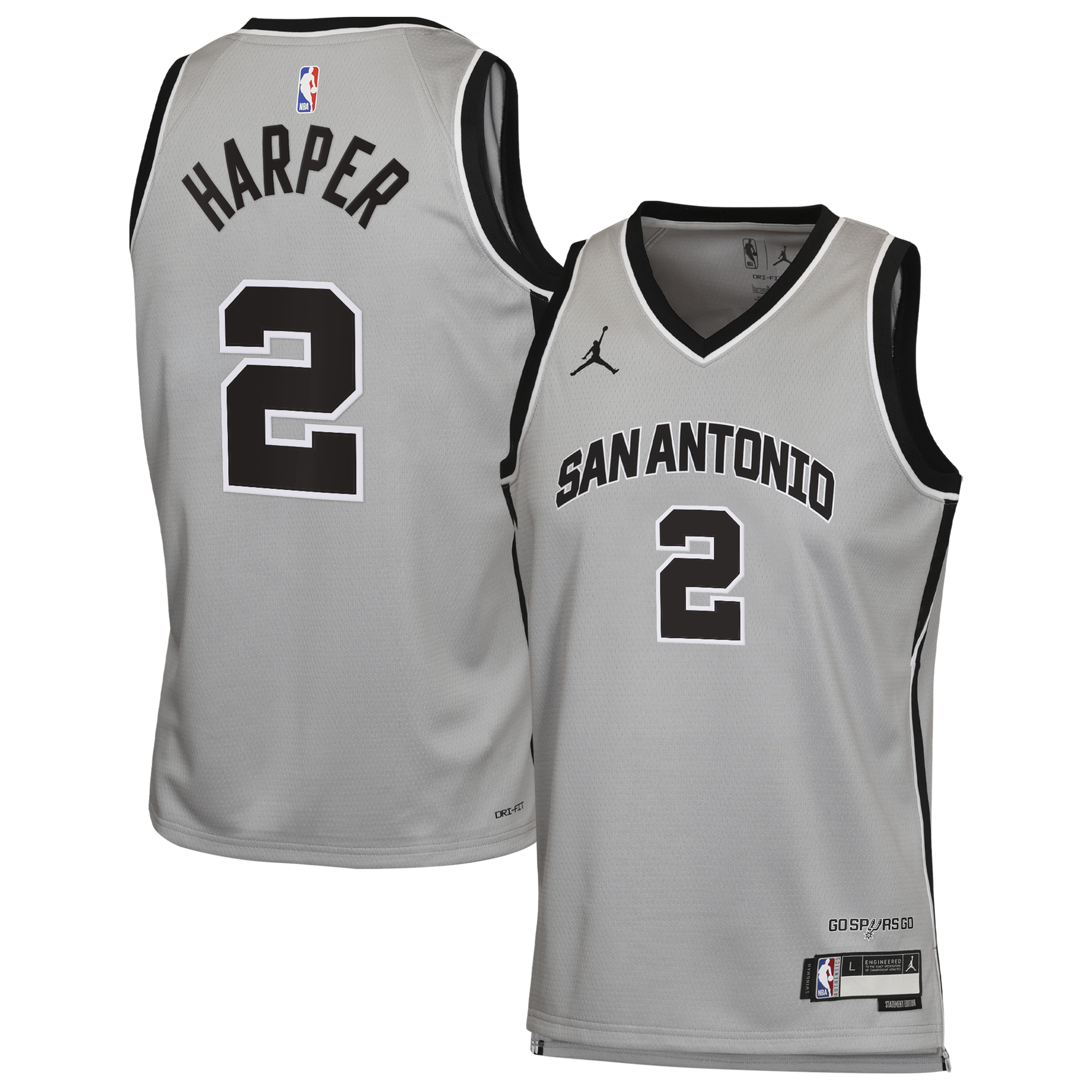 Maillot Jordan Brand Édition Statement San Antonio Spurs - Gris - Dylan Harper - Enfant - unisexe Taille: XL (18/20)
