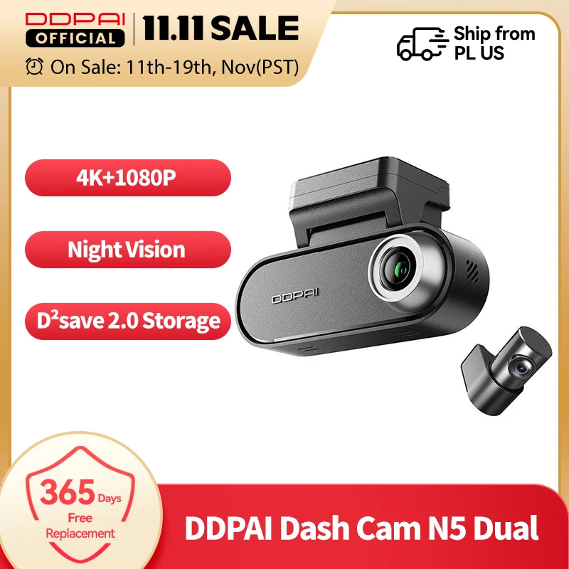 DDPAI N5 Dual Dash Cam Vorne und Hinten 4K Ultra HD Auto DVR AI Basis Radar NightVIS ADAS GPS Auto Aufnahme Dash Kamera Image