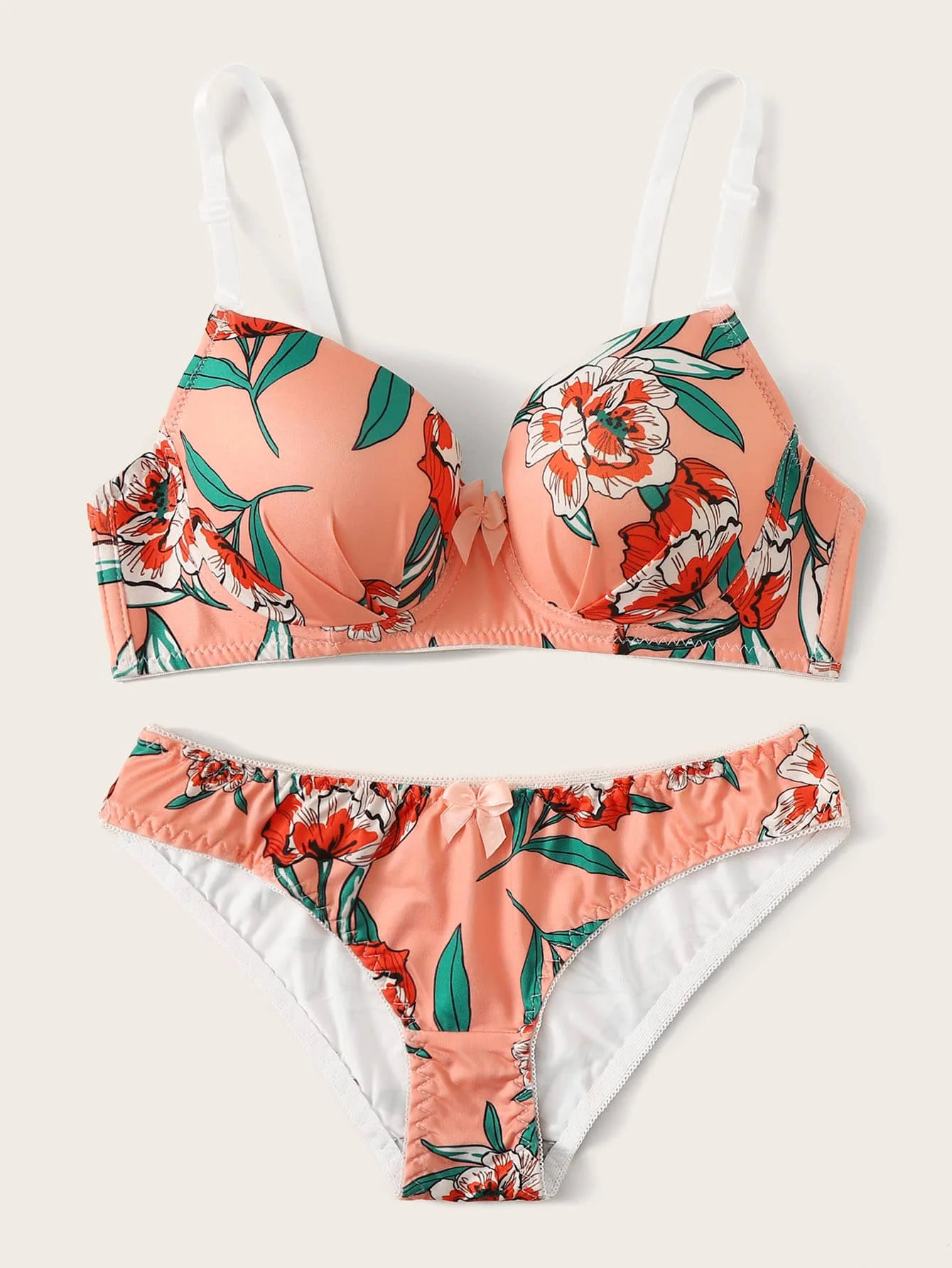 Heißes verkaufendes 2-teiliges Damen-Dessous-Modeset mit Blumenmuster, geeignet für Strandurlaub, Push-up A2138 Image