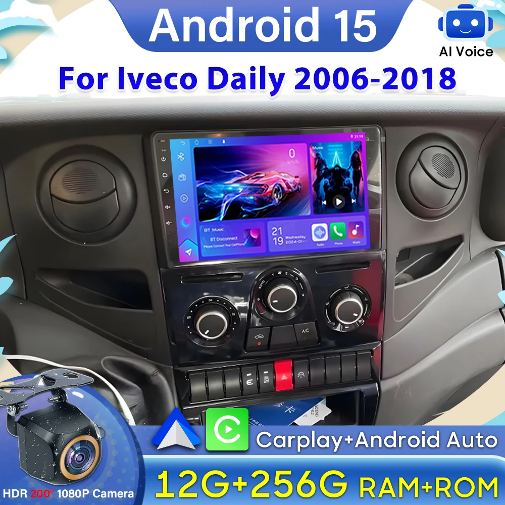 Android 15 Carplay pour Iveco Daily 2006-2018 vidéo autoradio GPS Navigation voiture moniteur Autoradio pas d
