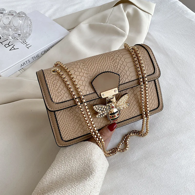 Mode Luxus Handtaschen Für Frauen Umhängetaschen bee Lock Tote Casual Marke Krokodil Druck Leder Schulter Damen Tasche Image