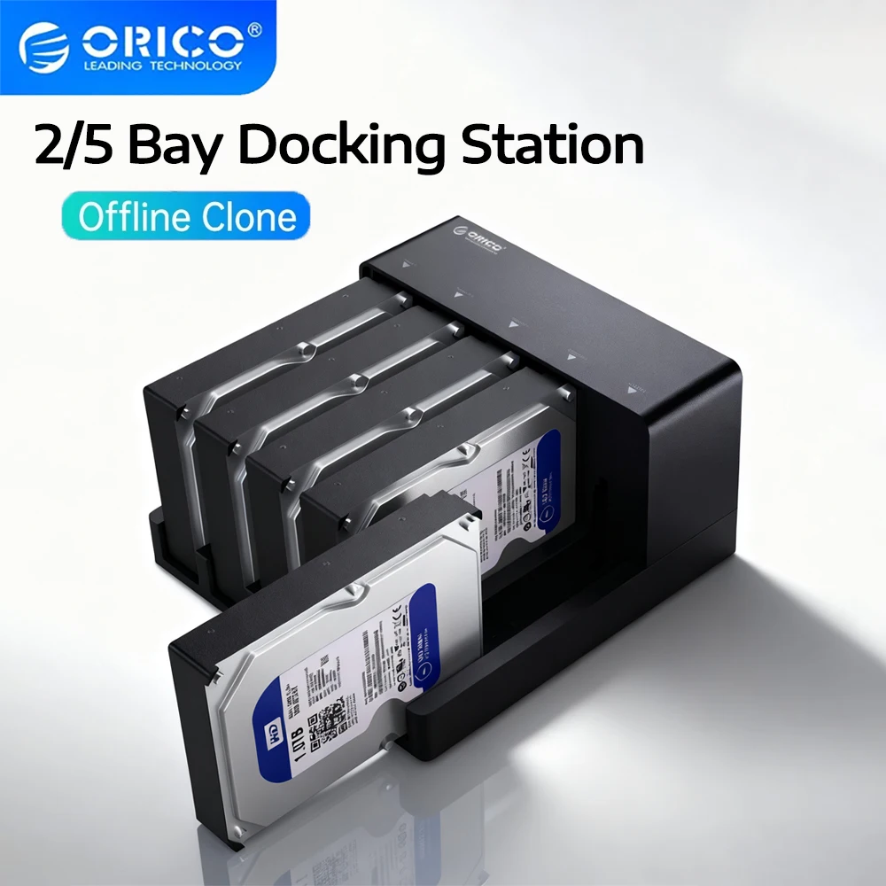 ORICO 2/5 Bay HDD-Dockingstation mit Offline-Klon SATA auf USB3.0 2,5 Zoll 3,5 Zoll SSD/HDD-Festplattengehäuse-Dockingstation Image