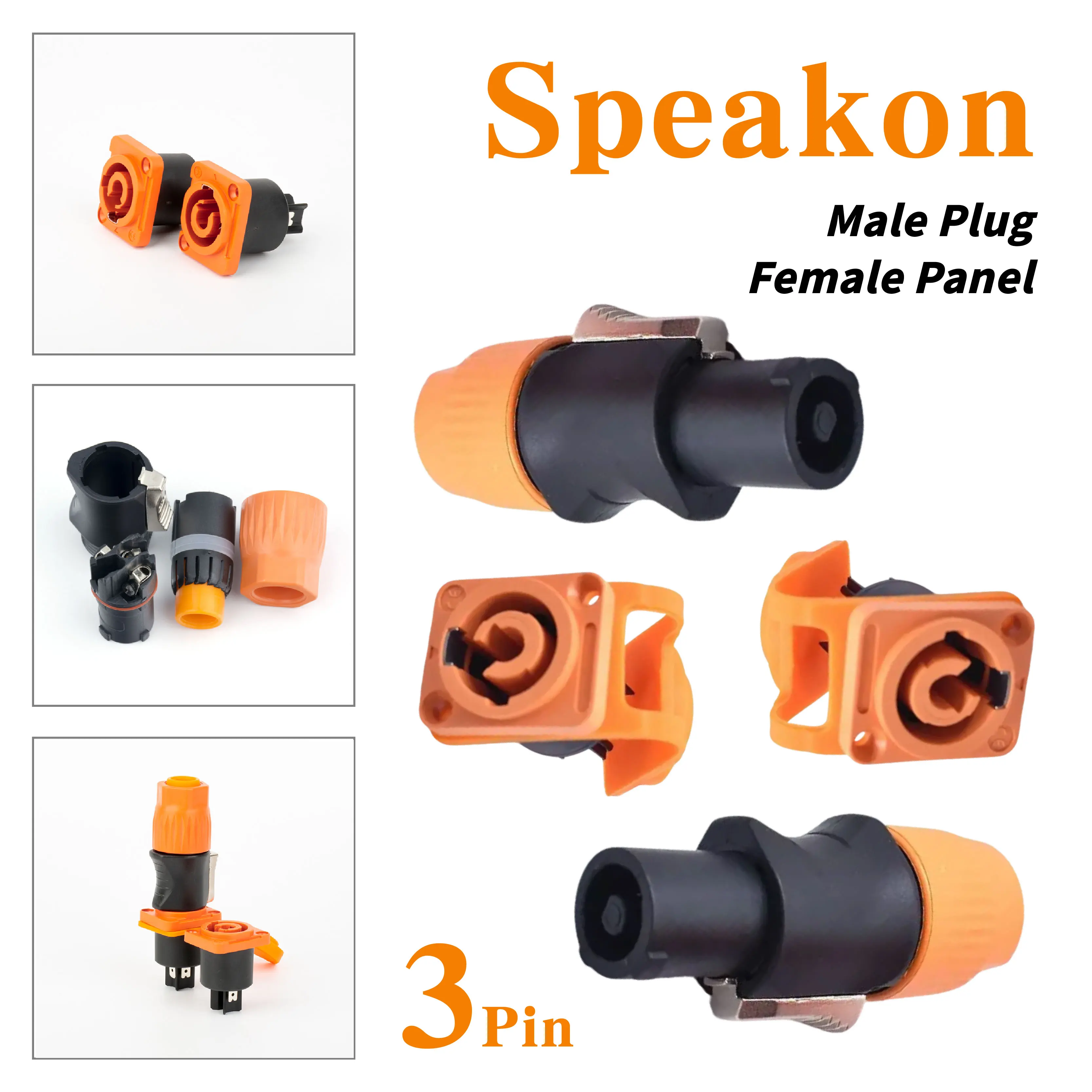 20 A IP65 wasserdichter Stromanschluss, 3-poliger Luftfahrtstecker und -buchse, kombinierter Powercon-Stecker Image