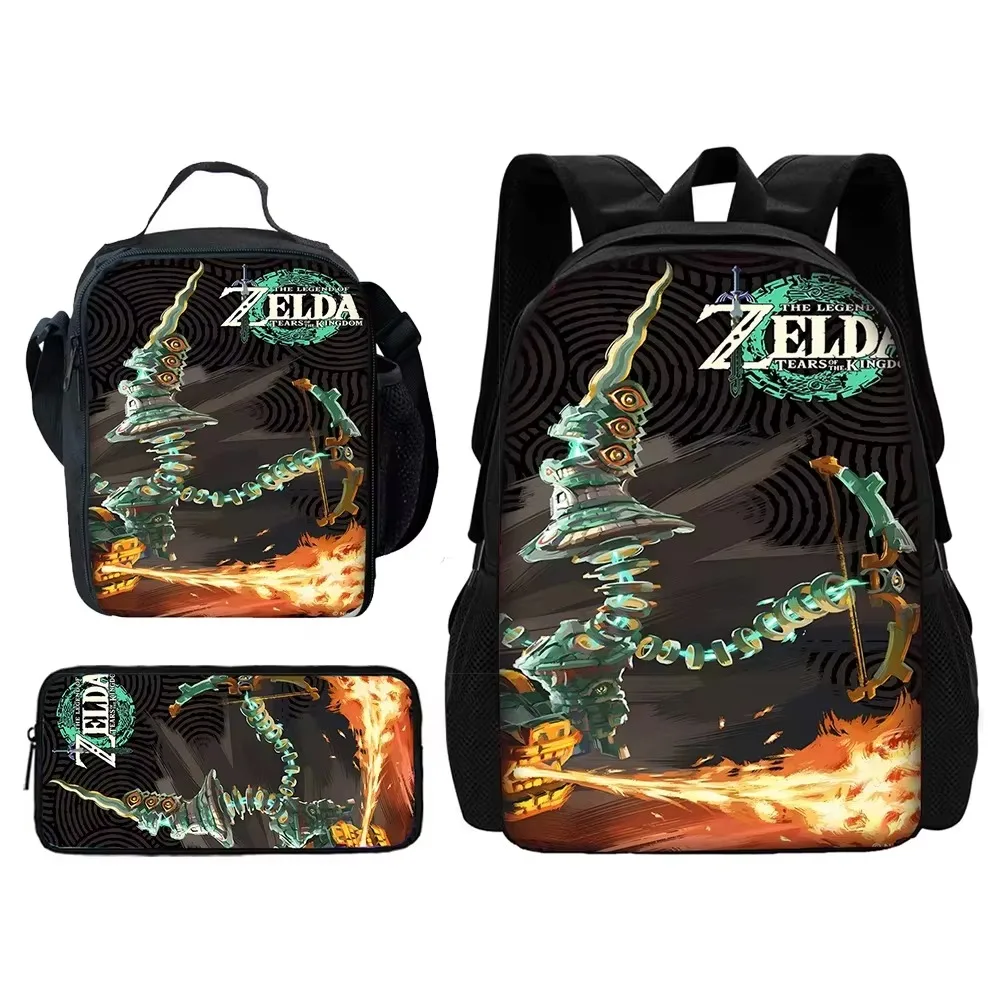 Sac à dos d'école Child The Game L-Legend of Zelda avec sacs à déjeuner, sacs à crayons, sacs d'école pour garçons et filles, meilleur cadeau