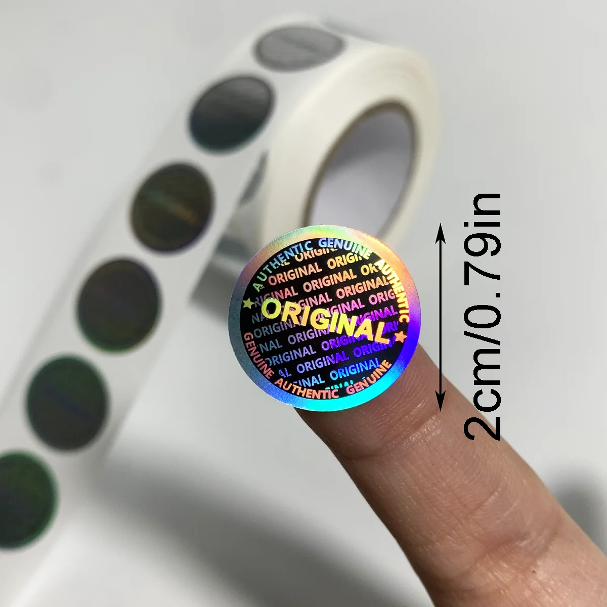 500 Stück/1000 Stück holografische Aufkleber rund 20 x 20 mm Laser Original manipulationssichere Sicherheits-Hologramm-Etiketten Aufkleber in Rollen Image