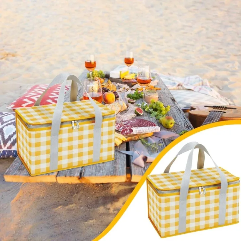 Faltbarer, wasserdichter, isolierter Picknickkorb für Camping- und Strandausflüge mit tragbarer Lunch-Aufbewahrung und Thermo-Kühlbox Image
