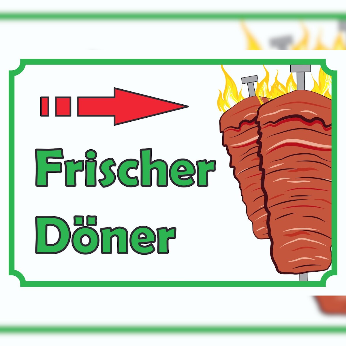 HB-Druck Frischer Döner Schild mit Pfeil rechts A0 Rückseite selbstklebend Image