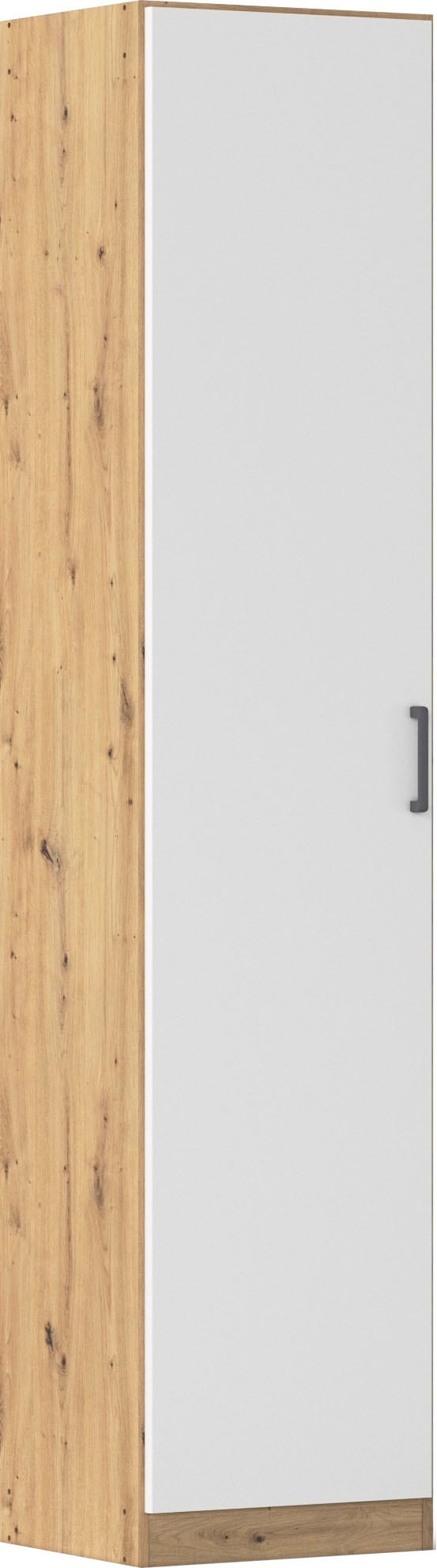 Mehrzweckschrank RAUCH "Garderobe Kleiderschrank Schrank Schuhschrank Putzschrank MINOSA", eiche artisan, alpinweiß, griffe graumetallic, B:47cm H:210cm T:41cm, Holzwerkstoff, Schränke, Mehrzweckschrank