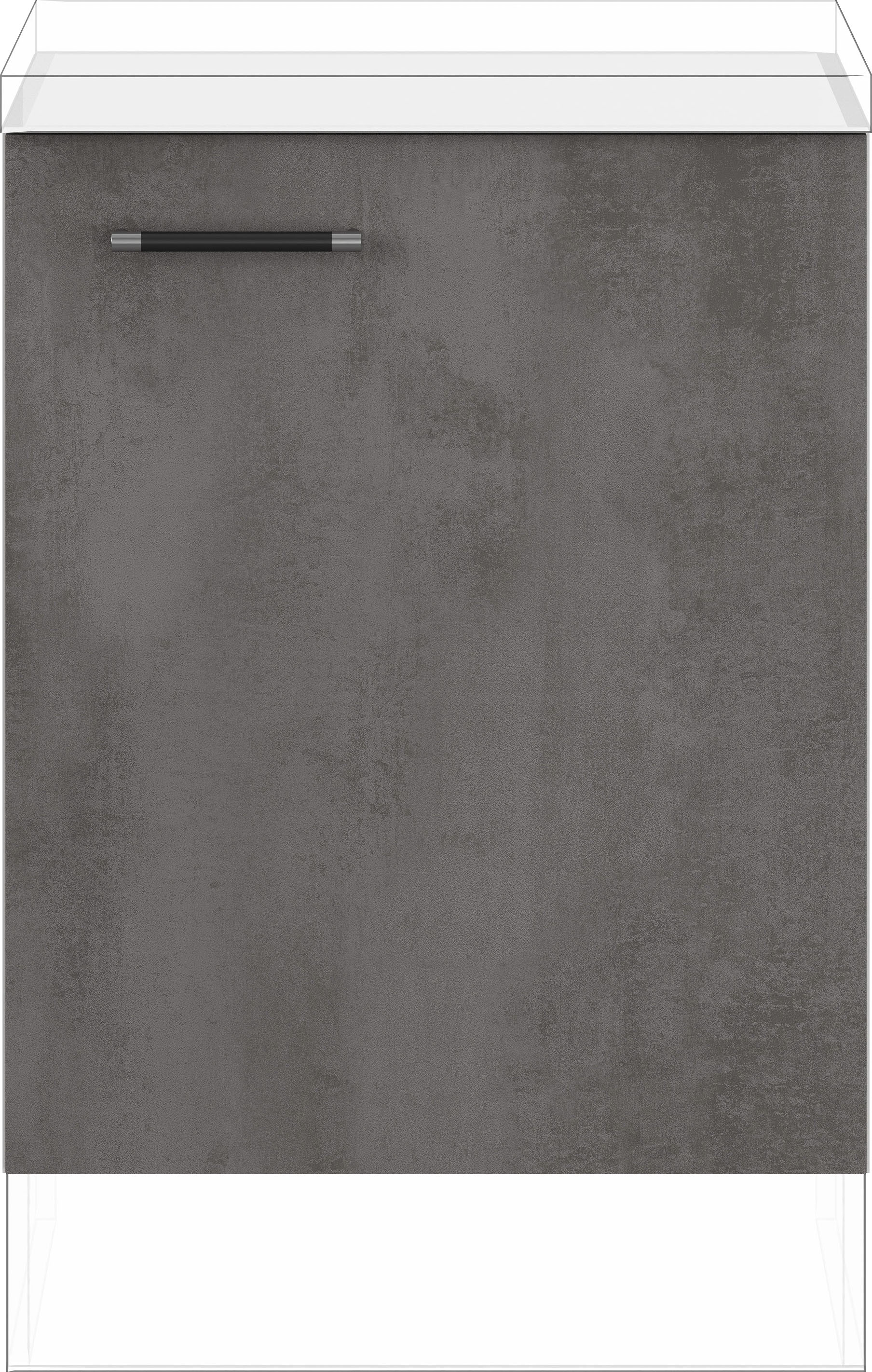 Spülenunterschrank IMPULS KÜCHEN ""Prag und Valencia", Breite/Höhe: 60/72,3 cm", grau (beton, optik schiefer dunkelgrau), B:60cm H:72,3cm T:57,6cm, Dekorfolie, Holzwerkstoff, Schränke, Küchenunterschrank, vormontiert, mit Soft-Close