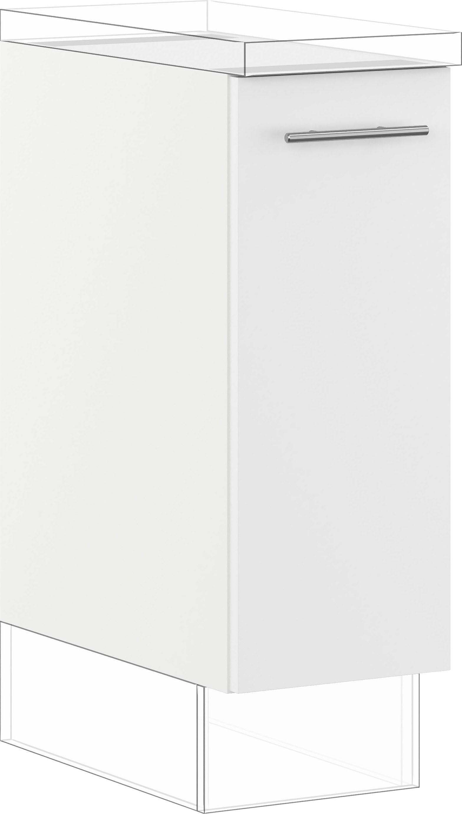 Auszugsunterschrank IMPULS KÜCHEN, weiß, B:30cm H:72,3cm T:57,6cm, Dekorfolie, Holzwerkstoff, Schränke, Küchenunterschrank, vormontiert, mit Tasche für Baguettes, mit Korbeinsatz