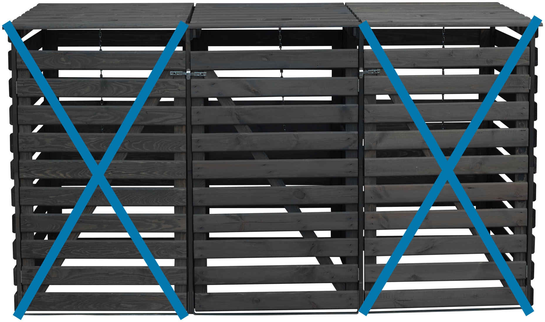 Mülltonnenbox PROMADINO "Vario V Erweiterung", grau (anthrazit), B:92cm H:122cm T:70cm, Massivholz, Metall, Aufbewahrungsboxen, besonders robust aus zertifiziertem Kiefernholz gefertigt