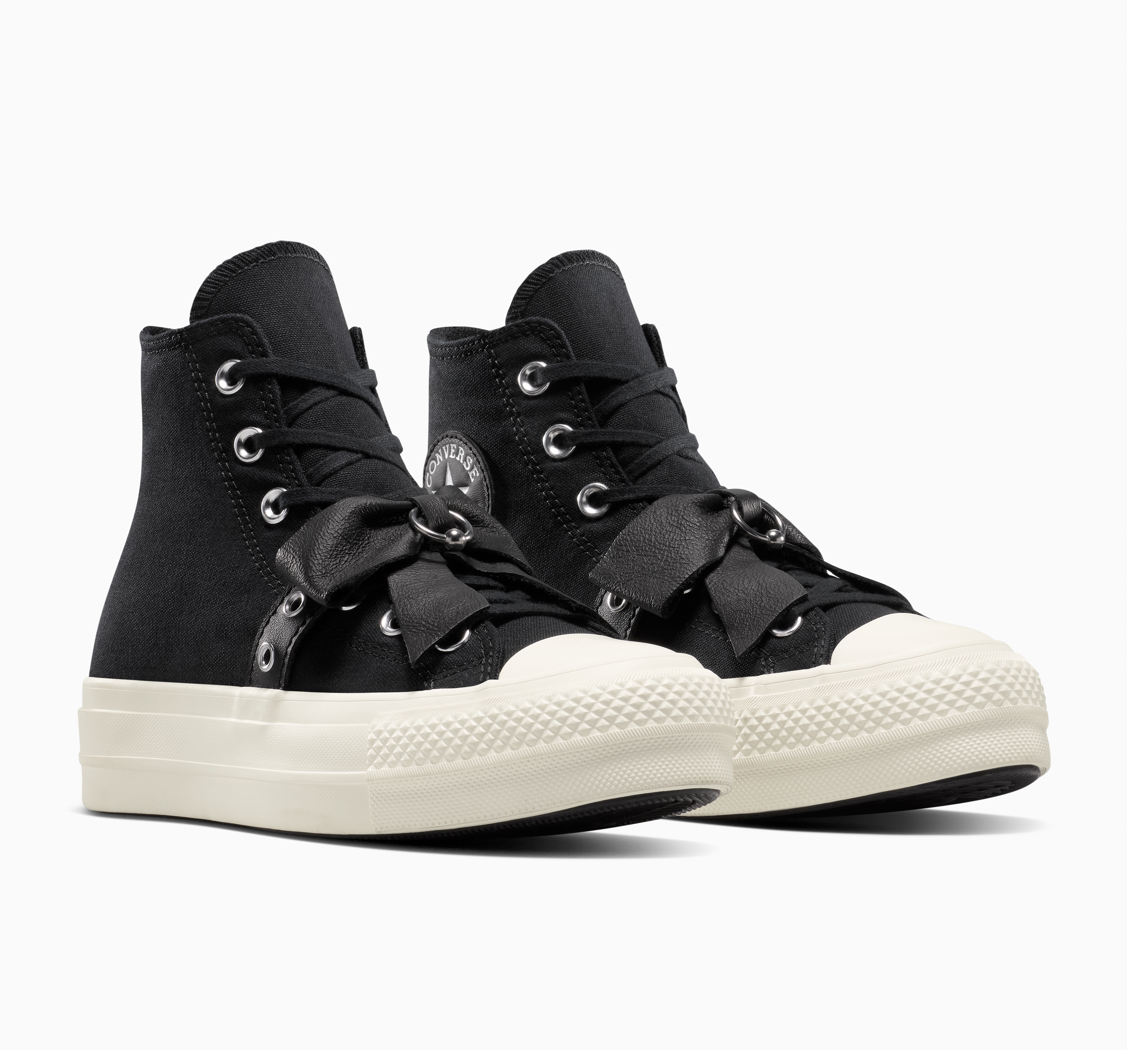 Sneaker CONVERSE "CHUCK TAYLOR ALL STAR LIFT", Damen, Gr. 36, schwarz, silber, egret, Textil, Schuhe Sneaker
