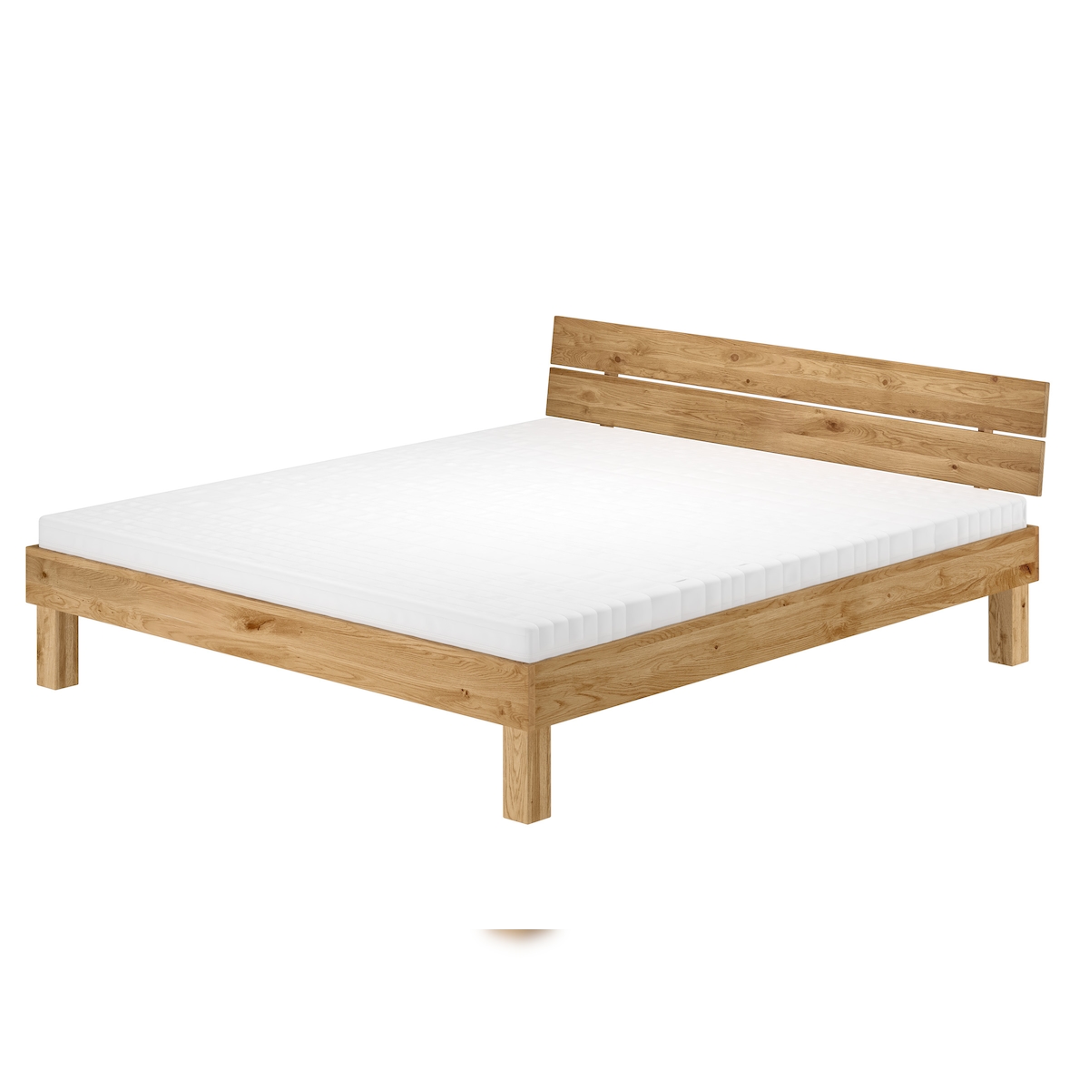 Erst-Holz Stabiles Ehebett Doppelbett 180x200 Eiche massiv geölt Zubehör wählbar V-60.88-18 Rollrost und Matratze inkl. Image
