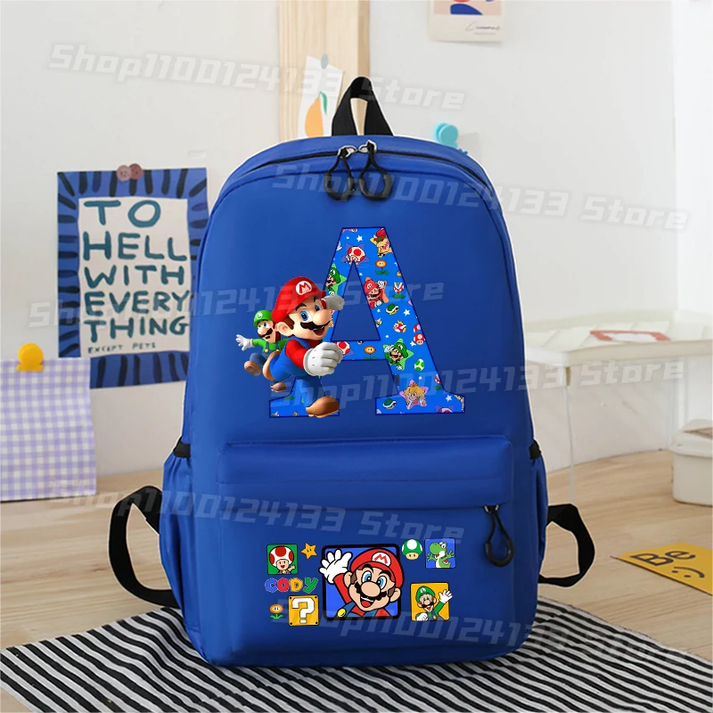 Mignon Marioed homme sac à dos jeu lettres A-Z Anime garçons étudiant papeterie stockage sac à dos sac d'école enfants retour école fête cadeau