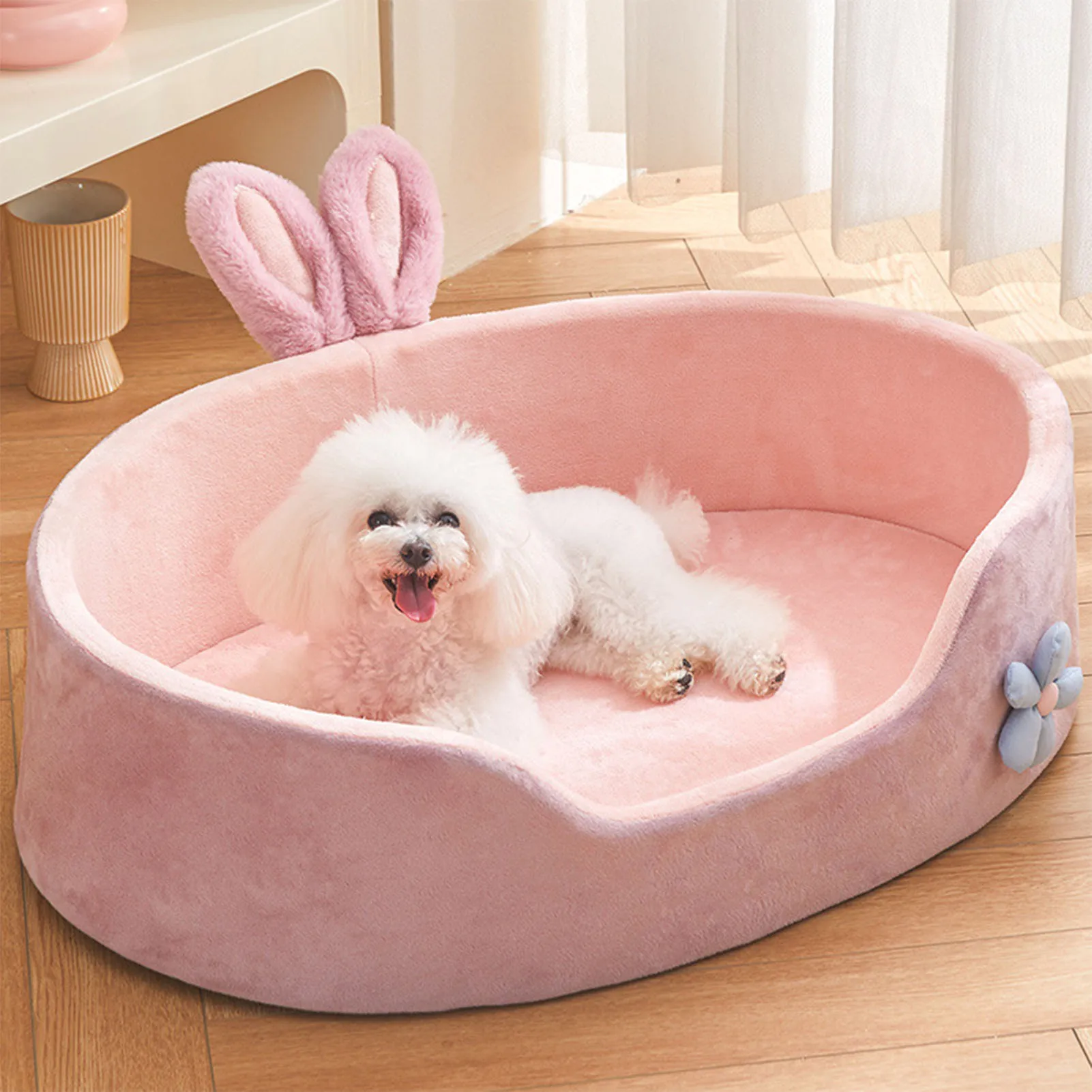 Pink Pet Bed Detachable Washable Dog Sleeping Bed Soft Comfortable Warm Cat Bed for Four Seasons Detachable Pet Bed Soft Pet Bed