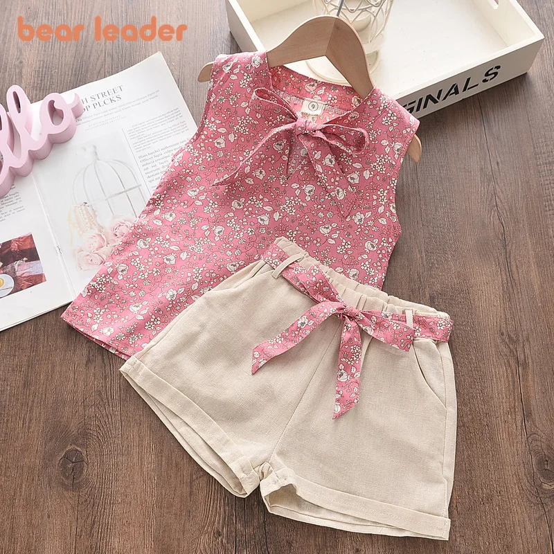 Bär Führer Kleinkind Baby Mädchen Floral Blau Bluse T-shirt Hosen Sommer 2PCS Anzug Kleinkind Mädchen Kleidung 2-6 jahre Neue Mädchen Outfits Image