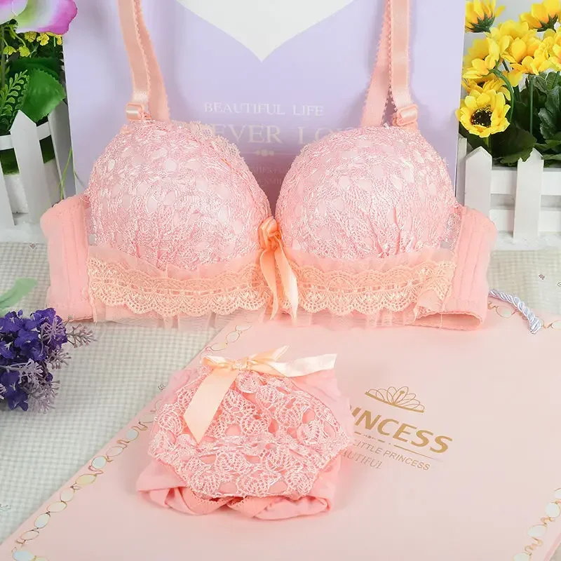 2PCS Frauen Bh Set Sexy Bralette Sexy Weibliche Unterwäsche Tank Top Unterhose Mode Büstenhalter Rosa Dessous Set Dame Crop tops