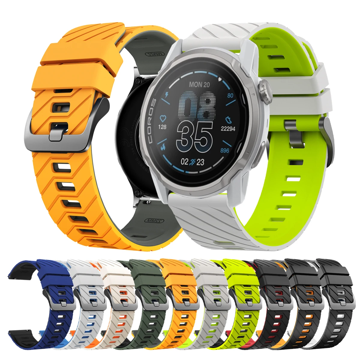 22 mm Uhrenarmband für COROS APEX 4 42 mm/Pace 3/APEX 2 Pro/APEX 46 mm Silikonband für Amazfit GTR 4 3 2 3pro/Bip 6 Armbandgürtel Image