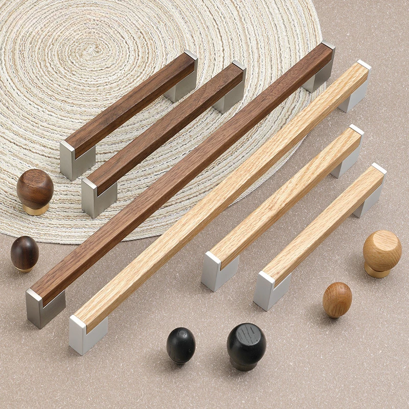 Schranktürgriffe aus schwarzem Walnussholz, Kleiderschrank, Schrankgriffe, Griff aus schwarzer Eiche, Schubladenknöpfe, moderne Möbelbeschläge, 320 mm