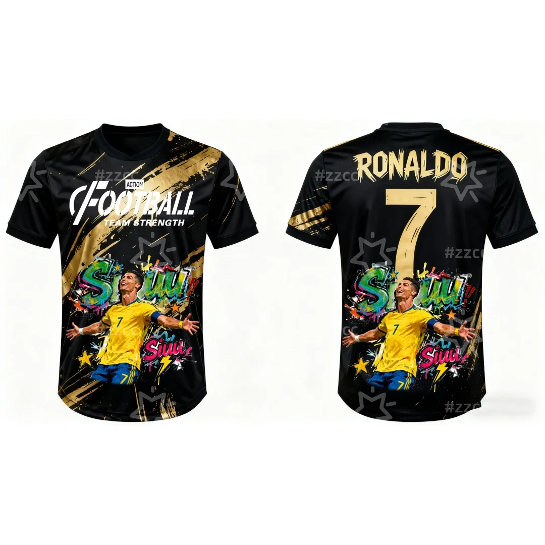 Ronaldo Fan Gedenk-Fußballtrikot Trainingsspieltrikot Herbstsport Trocknen schnell Herren T-Shirt Kinderbekleidung T-Shirt Y2k Image