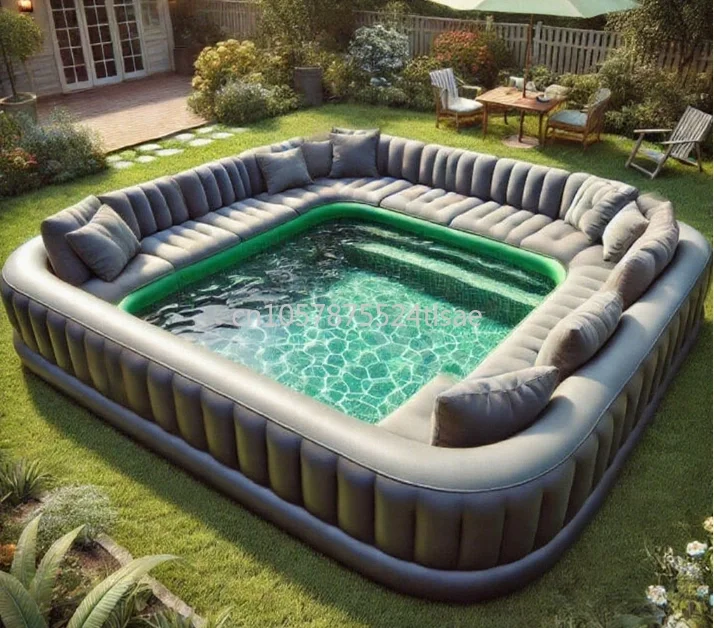 Aufblasbares Sofa-Schwimmbecken mit tragbarer Lounge, geeignet für Hinterhofpartys Image