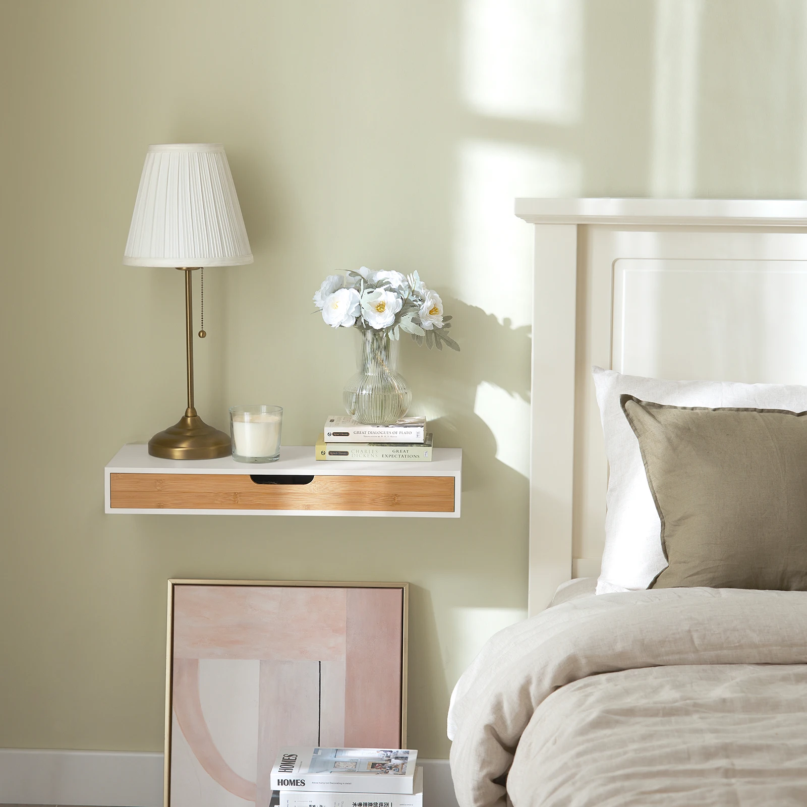 SoBuy FRG93-WN Schweberegal Wandschrank Hängeschrank Wandschublade Hängeregal B 60cm Image