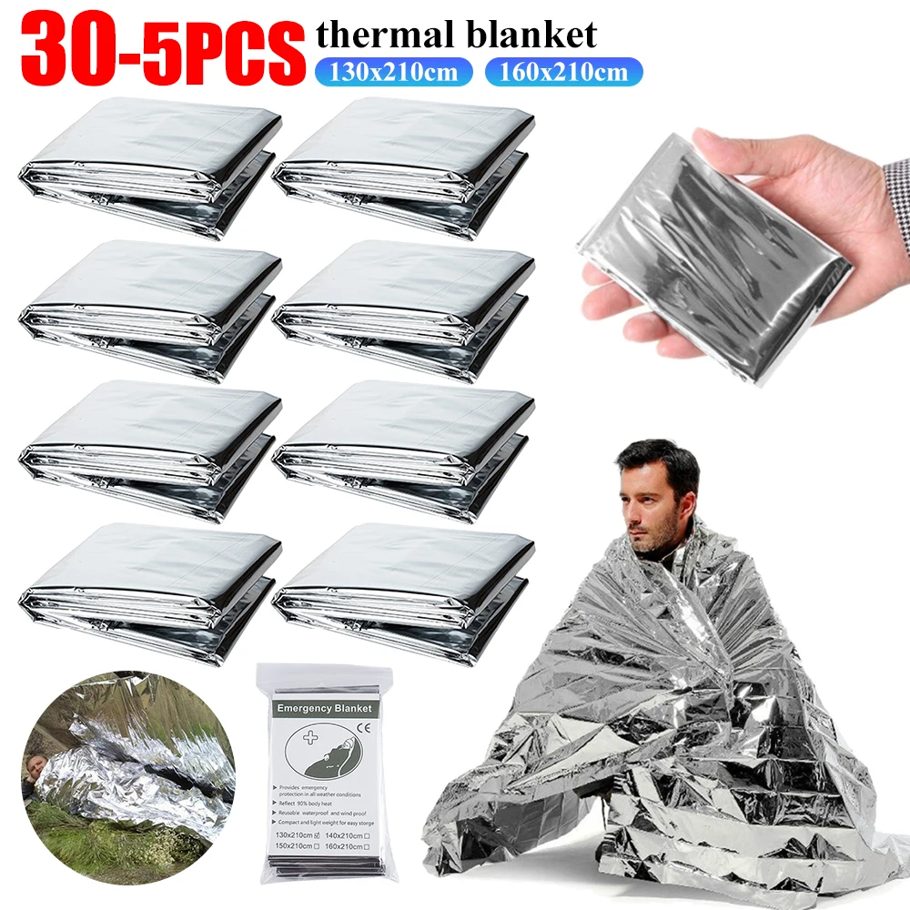 130 x 210 cm wasserdichte Decken halten Körperwärmefolie Mylar-Thermodecke Notfall-Thermodecke zum Wandern von Marathons Image