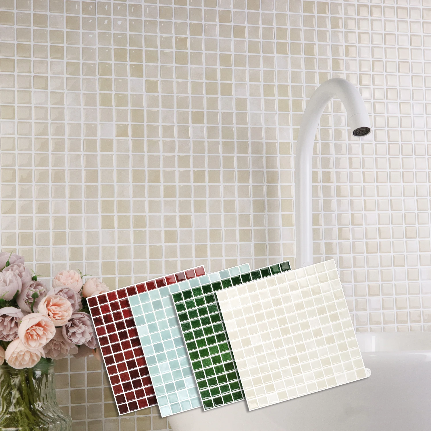 10 Blatt Ziegelstein-Wandaufkleber 3D-Mosaik-Muster Vinyl-Fliesen Marmor-Textur Tapete für den Heimgebrauch
