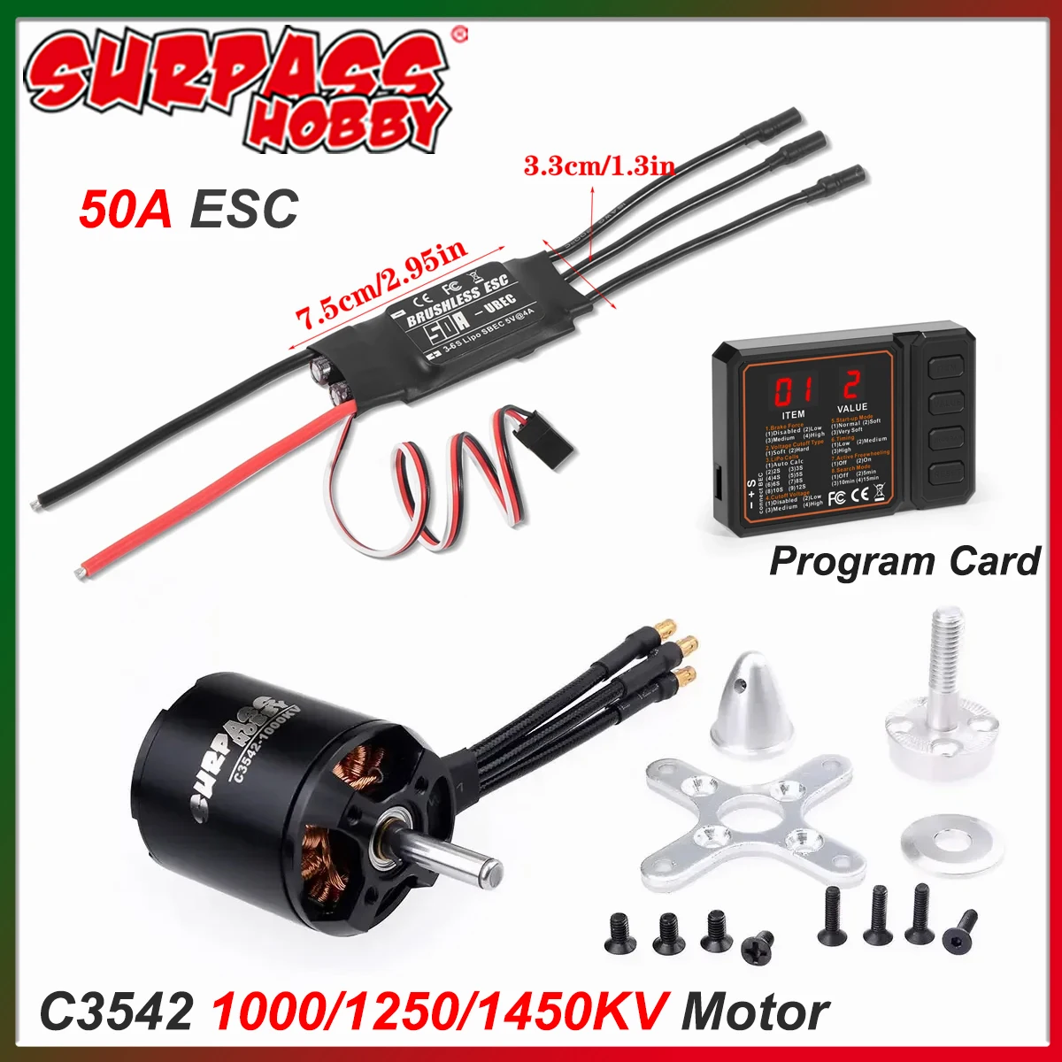 ÜBERTREFFEN HOBBY C3542 3542 1000/1250/1450KV Bürstenlosen Motor 50A ESC Programm Karte für RC Starrflügel FPV Drone Flugzeug Hubschrauber Teil