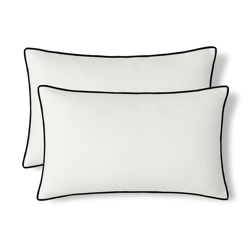 Set di 2 fodere per cuscini cotone bianco / nero 50x30 cm