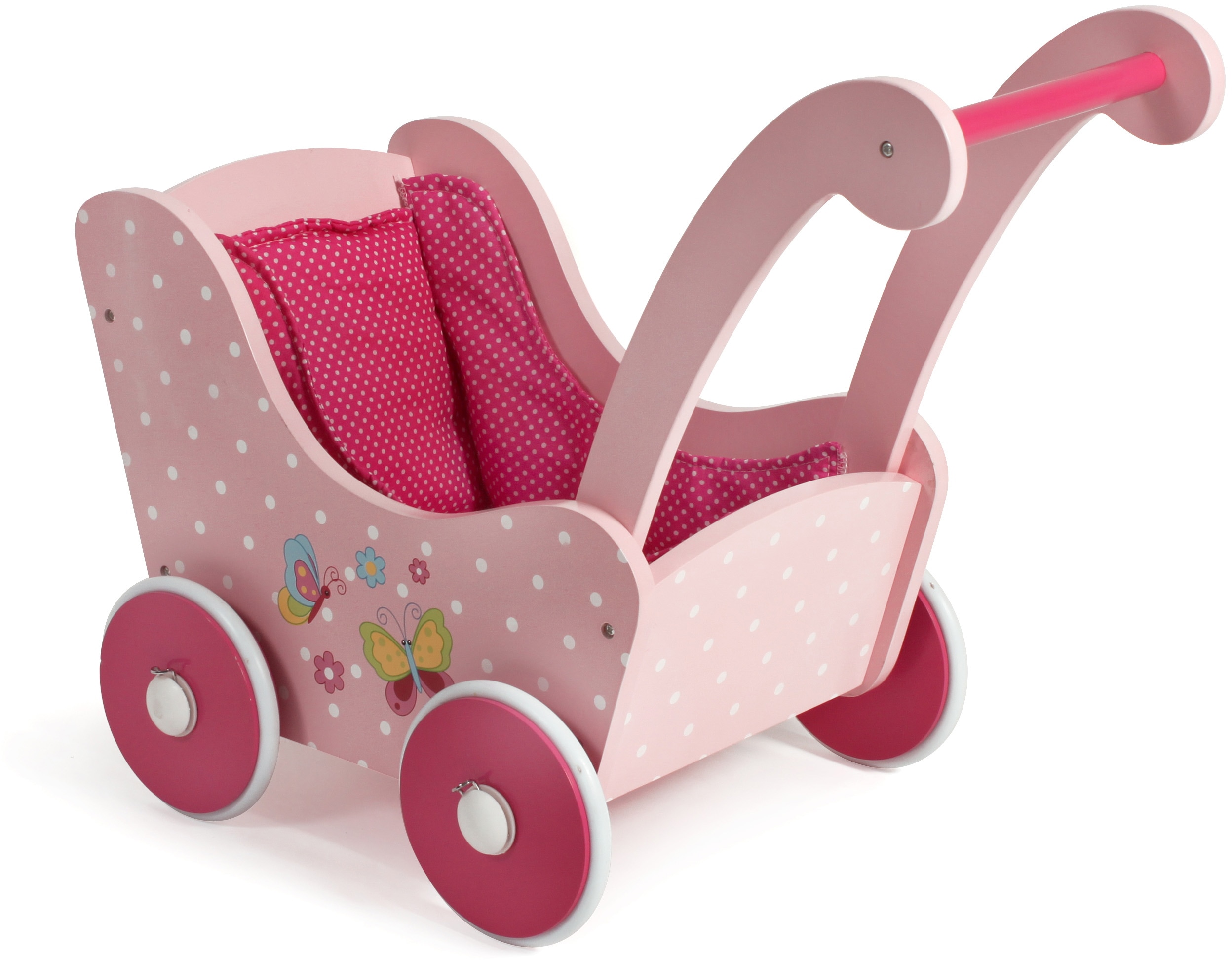 Puppenwagen CHIC2000 "aus Holz", pink (papilio pink), Puppenwagen, KinderB:31cm H:45cm T:55cm, Mitteldichte Faserplatte (MDF), B:31cm H:45cm T:55cm